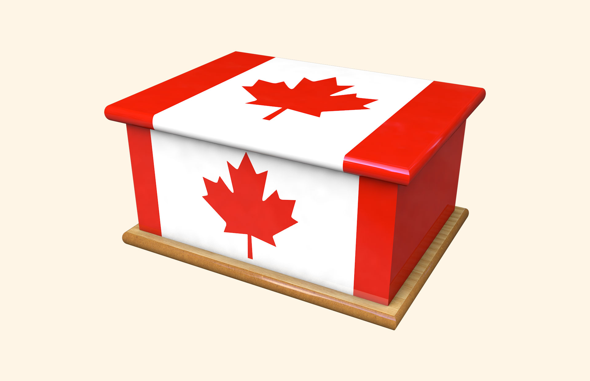 Canadian Flag adult ashes casket
